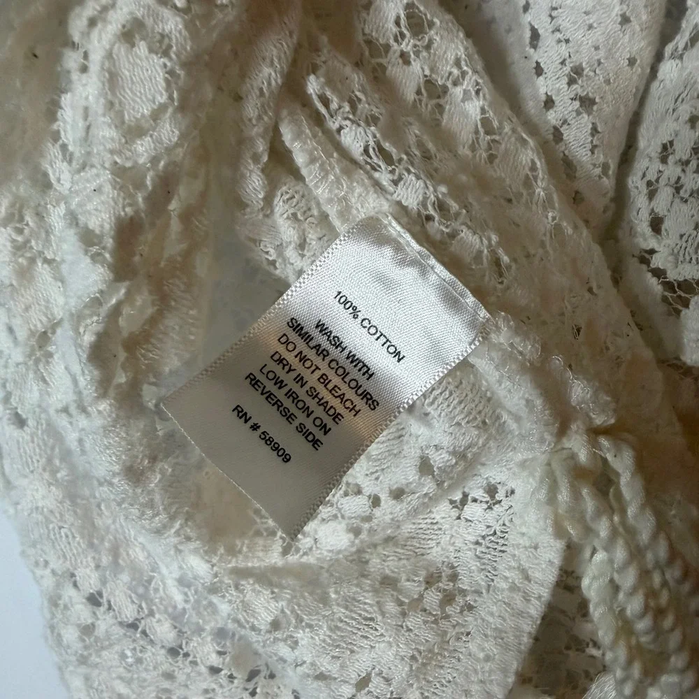 GB Girls Ivory Cotton Lace‎ Poncho Top with Tassels Size 5 Boho Festival